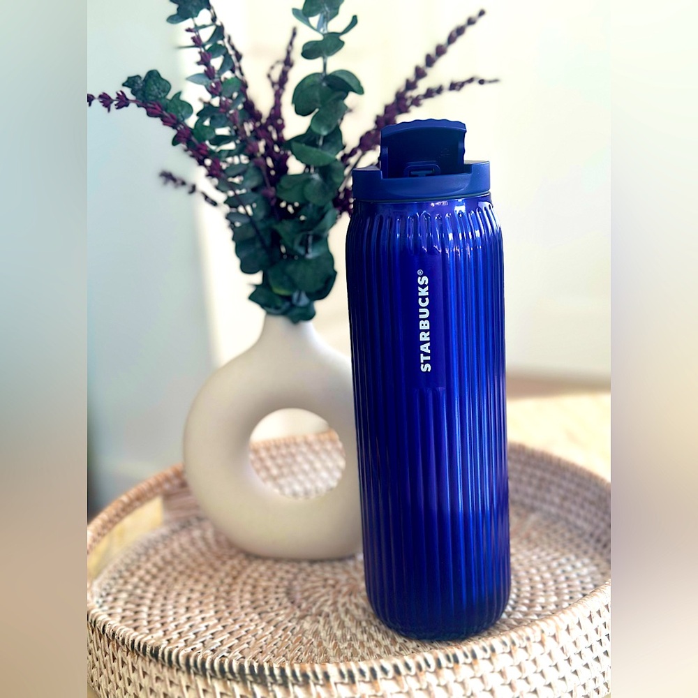 NWT Starbucks 16oz Royal Blue Ribbed Tumbler